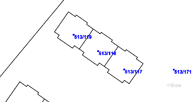 Parcela st. 513/118 v KÚ Lysolaje, Katastrální mapa
