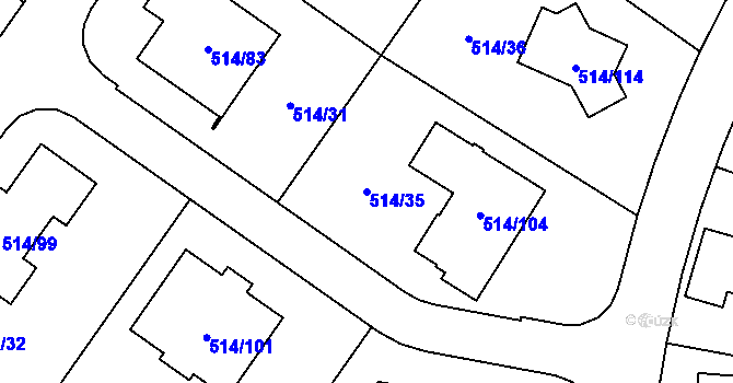 Parcela st. 514/35 v KÚ Lysolaje, Katastrální mapa
