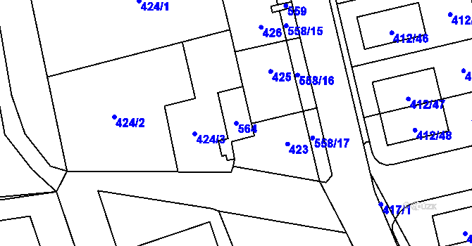 Parcela st. 564 v KÚ Lysolaje, Katastrální mapa