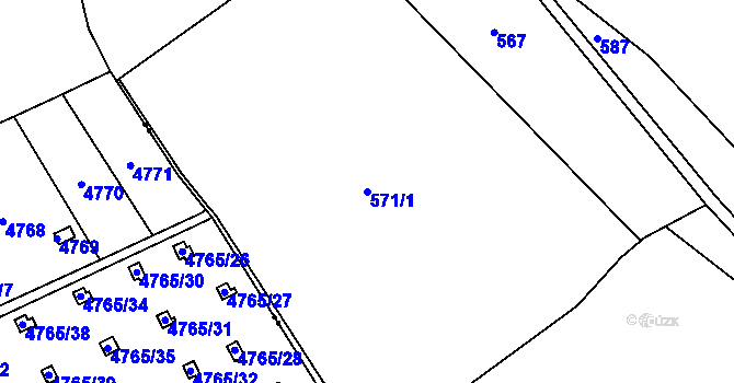 Parcela st. 571/1 v KÚ Lysolaje, Katastrální mapa