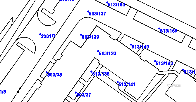 Parcela st. 513/120 v KÚ Lysolaje, Katastrální mapa