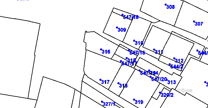 Parcela st. 547/14 v KÚ Lysolaje, Katastrální mapa