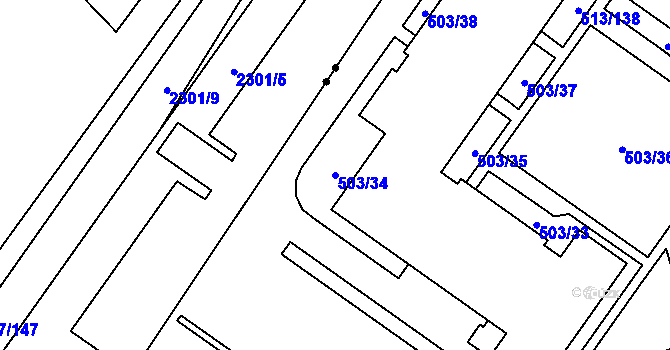 Parcela st. 503/34 v KÚ Lysolaje, Katastrální mapa