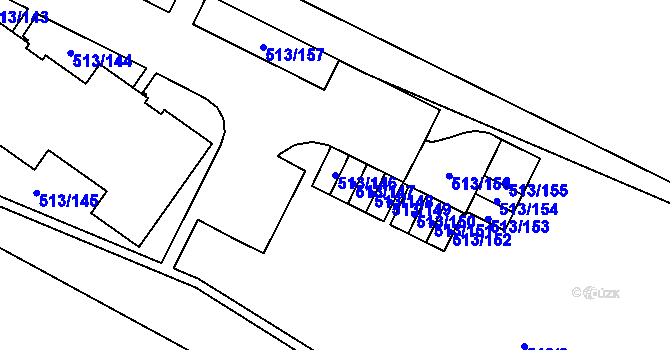Parcela st. 513/146 v KÚ Lysolaje, Katastrální mapa