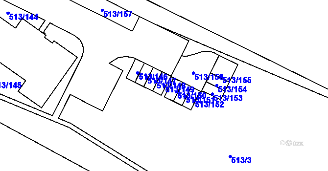 Parcela st. 513/149 v KÚ Lysolaje, Katastrální mapa