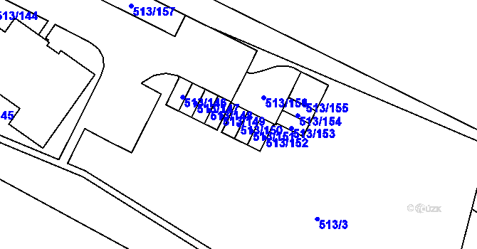 Parcela st. 513/150 v KÚ Lysolaje, Katastrální mapa