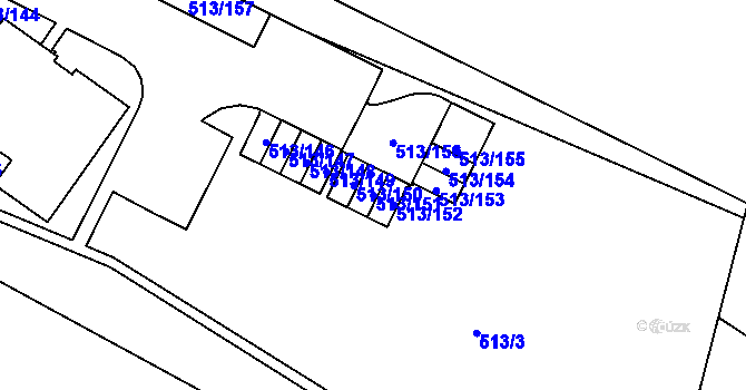 Parcela st. 513/151 v KÚ Lysolaje, Katastrální mapa