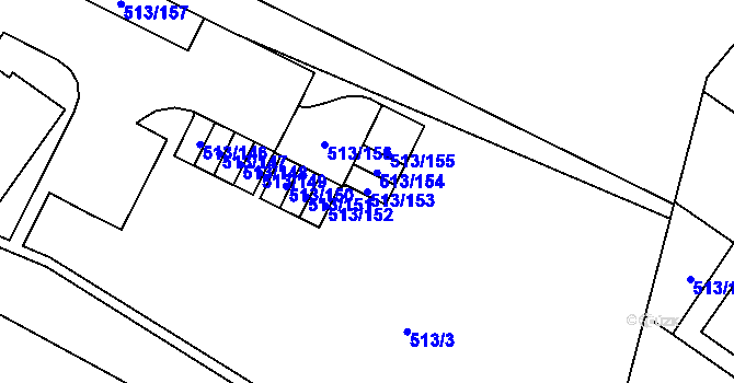 Parcela st. 513/153 v KÚ Lysolaje, Katastrální mapa