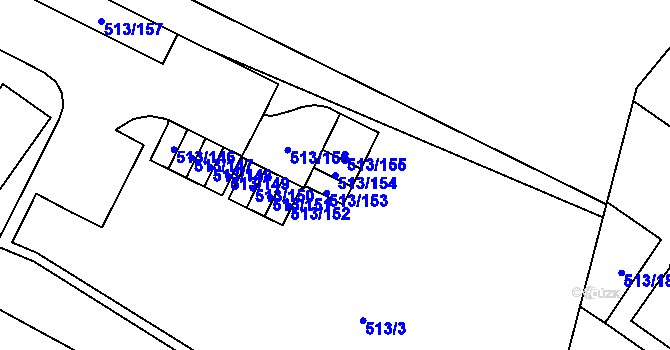 Parcela st. 513/154 v KÚ Lysolaje, Katastrální mapa