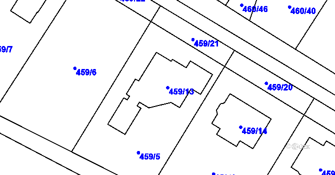 Parcela st. 459/13 v KÚ Lysolaje, Katastrální mapa