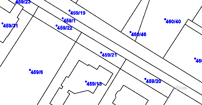 Parcela st. 459/21 v KÚ Lysolaje, Katastrální mapa