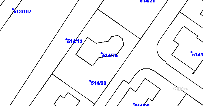 Parcela st. 514/75 v KÚ Lysolaje, Katastrální mapa