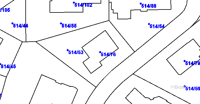 Parcela st. 514/76 v KÚ Lysolaje, Katastrální mapa