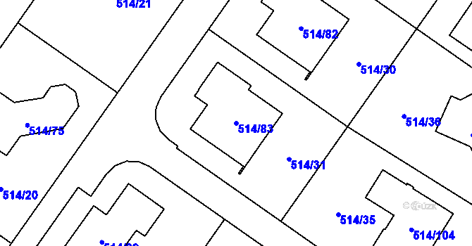 Parcela st. 514/83 v KÚ Lysolaje, Katastrální mapa