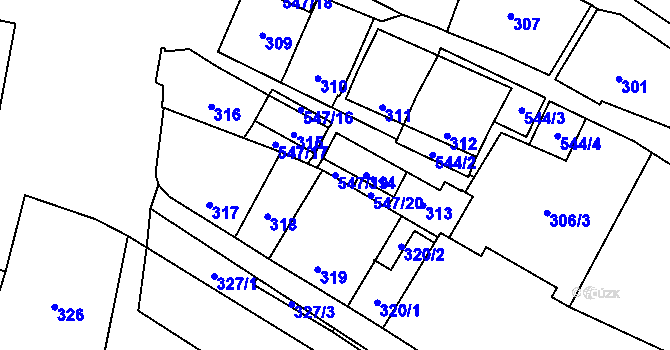 Parcela st. 547/19 v KÚ Lysolaje, Katastrální mapa