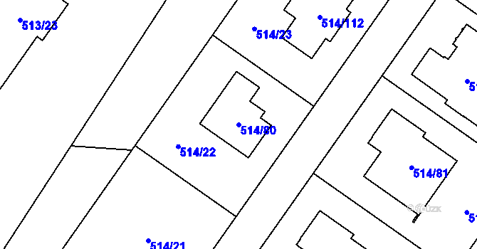Parcela st. 514/80 v KÚ Lysolaje, Katastrální mapa