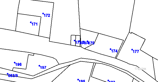 Parcela st. 173/4 v KÚ Lysolaje, Katastrální mapa