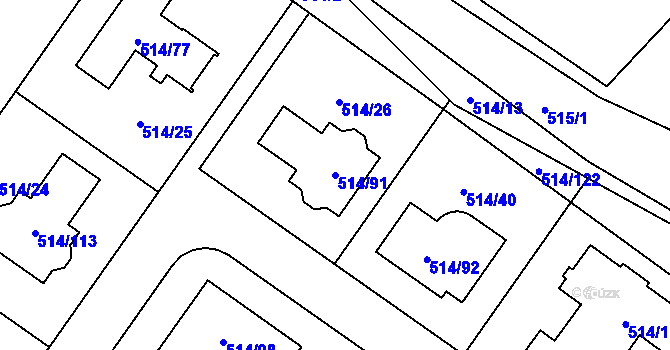 Parcela st. 514/91 v KÚ Lysolaje, Katastrální mapa