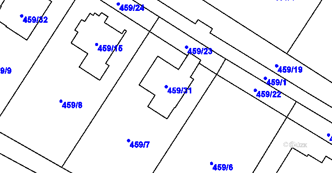 Parcela st. 459/31 v KÚ Lysolaje, Katastrální mapa