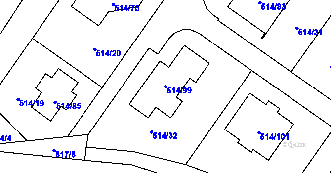 Parcela st. 514/99 v KÚ Lysolaje, Katastrální mapa
