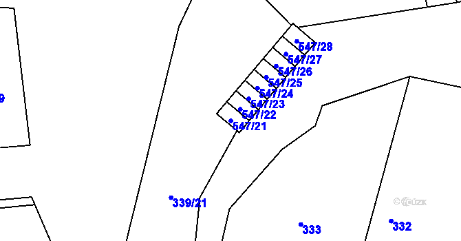 Parcela st. 547/21 v KÚ Lysolaje, Katastrální mapa