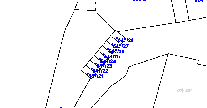 Parcela st. 547/25 v KÚ Lysolaje, Katastrální mapa
