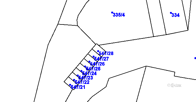 Parcela st. 547/28 v KÚ Lysolaje, Katastrální mapa
