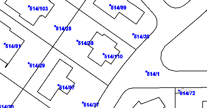 Parcela st. 514/110 v KÚ Lysolaje, Katastrální mapa