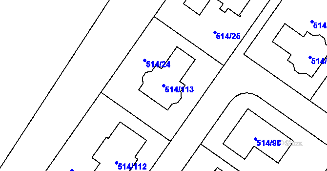 Parcela st. 514/113 v KÚ Lysolaje, Katastrální mapa