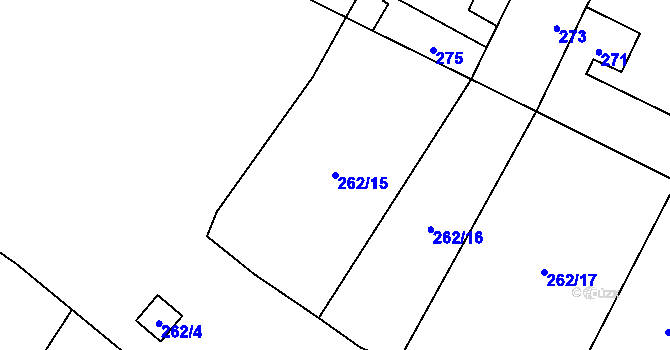 Parcela st. 262/15 v KÚ Lysolaje, Katastrální mapa
