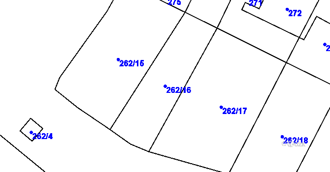 Parcela st. 262/16 v KÚ Lysolaje, Katastrální mapa