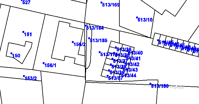 Parcela st. 513/175 v KÚ Lysolaje, Katastrální mapa