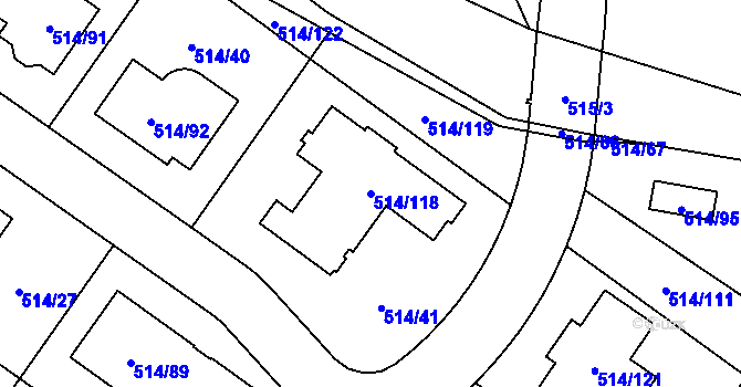 Parcela st. 514/118 v KÚ Lysolaje, Katastrální mapa