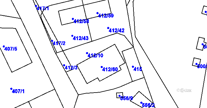 Parcela st. 412/10 v KÚ Lysolaje, Katastrální mapa