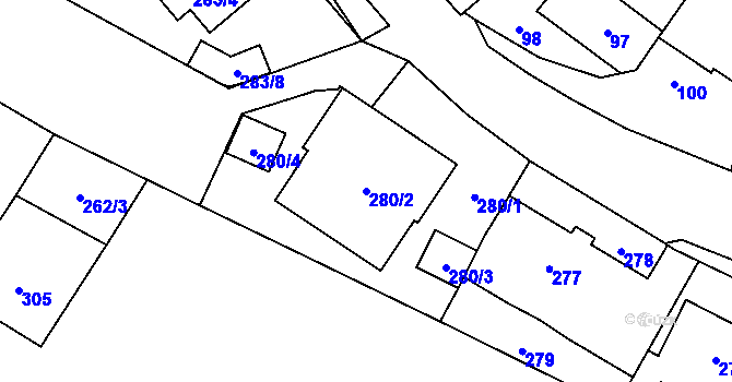 Parcela st. 280/2 v KÚ Lysolaje, Katastrální mapa