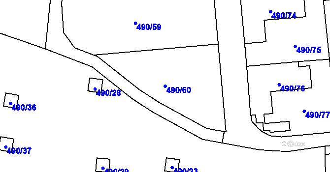 Parcela st. 490/60 v KÚ Lysolaje, Katastrální mapa