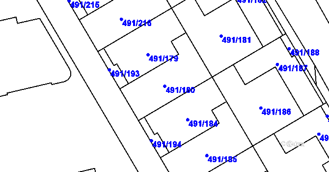 Parcela st. 491/180 v KÚ Lysolaje, Katastrální mapa