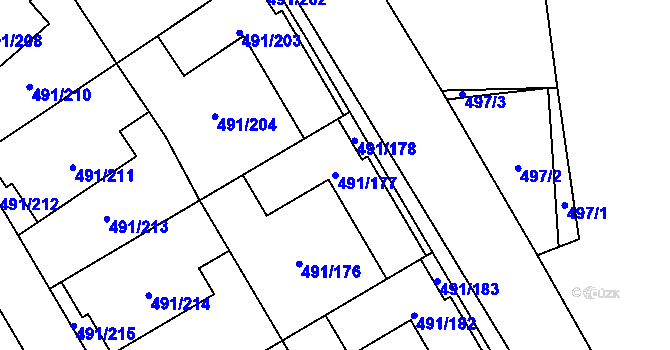 Parcela st. 491/177 v KÚ Lysolaje, Katastrální mapa