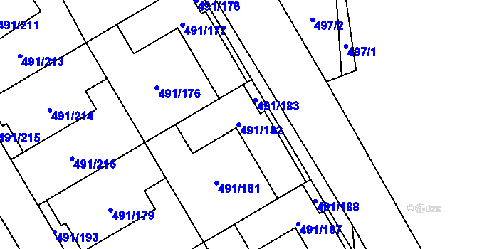 Parcela st. 491/182 v KÚ Lysolaje, Katastrální mapa