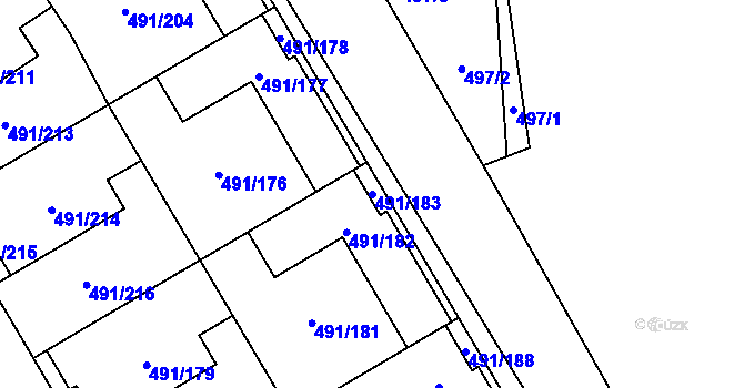 Parcela st. 491/183 v KÚ Lysolaje, Katastrální mapa