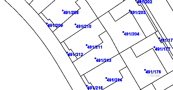 Parcela st. 491/211 v KÚ Lysolaje, Katastrální mapa