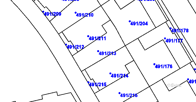 Parcela st. 491/213 v KÚ Lysolaje, Katastrální mapa