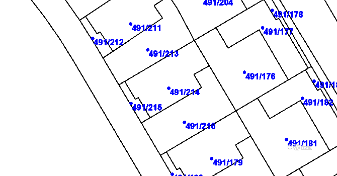 Parcela st. 491/214 v KÚ Lysolaje, Katastrální mapa
