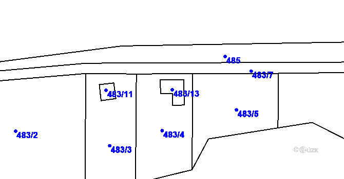 Parcela st. 483/13 v KÚ Lysolaje, Katastrální mapa