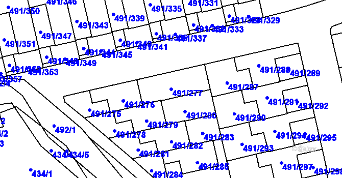 Parcela st. 491/277 v KÚ Lysolaje, Katastrální mapa