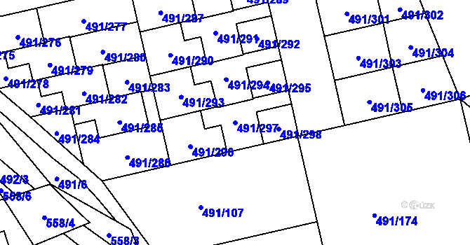 Parcela st. 491/297 v KÚ Lysolaje, Katastrální mapa