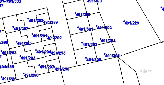 Parcela st. 491/303 v KÚ Lysolaje, Katastrální mapa