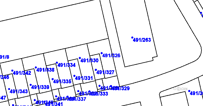 Parcela st. 491/326 v KÚ Lysolaje, Katastrální mapa