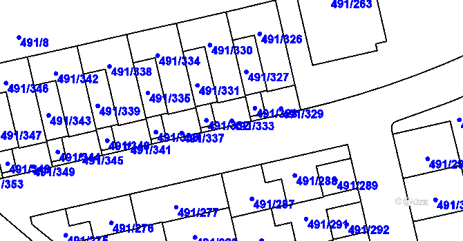 Parcela st. 491/333 v KÚ Lysolaje, Katastrální mapa