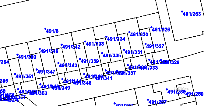 Parcela st. 491/335 v KÚ Lysolaje, Katastrální mapa